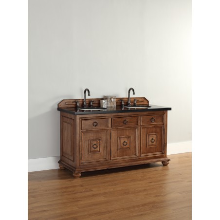 "Mykonos 60"" Cinnamon Double Vanity w/ Drawers with Wood Top"