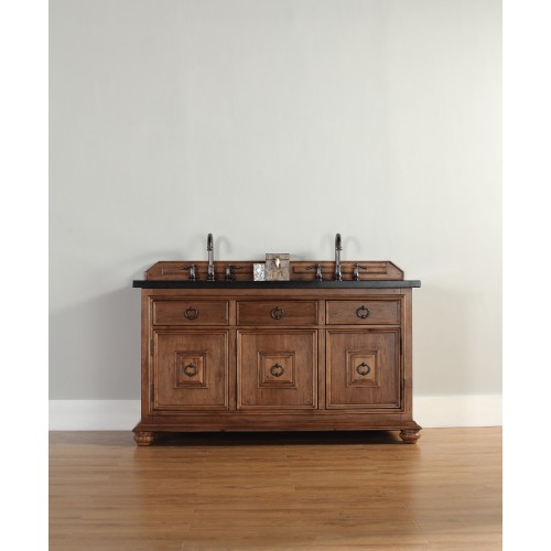 "Mykonos 60"" Cinnamon Double Vanity w/ Drawers with Wood Top"