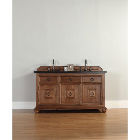 "Mykonos 60"" Cinnamon Double Vanity w/ Drawers with Wood Top"