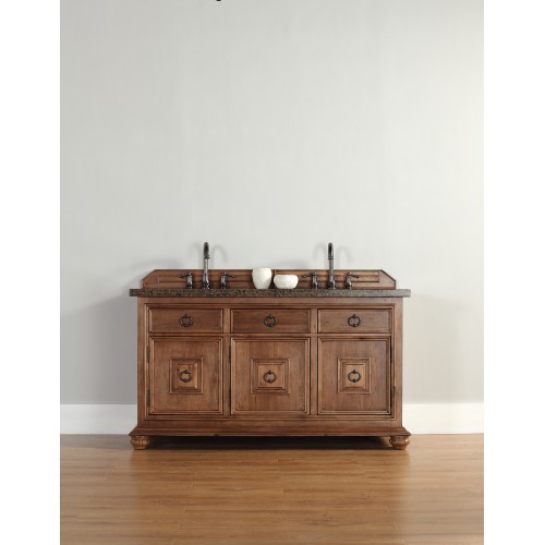 "Mykonos 60"" Cinnamon Double Vanity w/ Drawers with Wood Top"