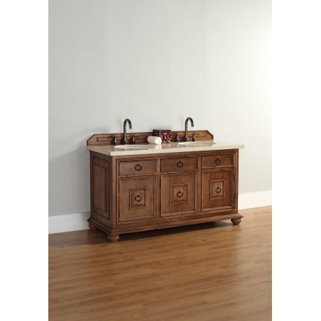 "Mykonos 60"" Cinnamon Double Vanity w/ Drawers with Wood Top"