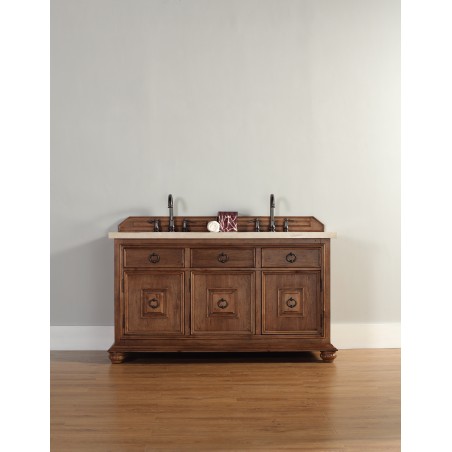 "Mykonos 60"" Cinnamon Double Vanity w/ Drawers with Wood Top"