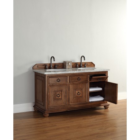 "Mykonos 60"" Cinnamon Double Vanity w/ Drawers with Wood Top"