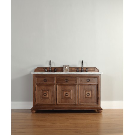 "Mykonos 60"" Cinnamon Double Vanity w/ Drawers with Wood Top"