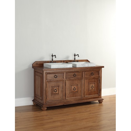 "Mykonos 60"" Cinnamon Double Vanity w/ Drawers with Wood Top"