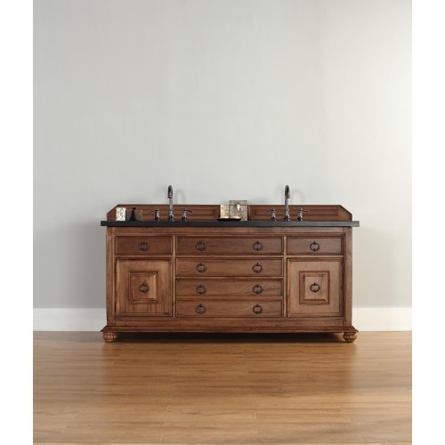 "Mykonos 60"" Cinnamon Double Vanity w/ Drawers with Wood Top"