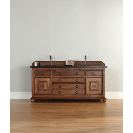 "Mykonos 60"" Cinnamon Double Vanity w/ Drawers with Wood Top"