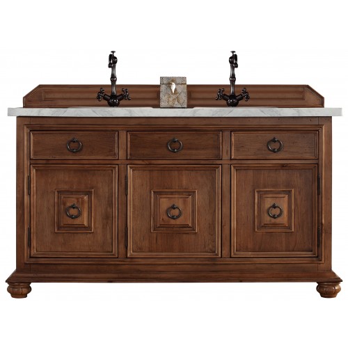 "Mykonos 60"" Cinnamon Double Vanity w/ Drawers with Wood Top"