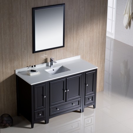 Fresca Oxford 54" Espresso Traditional Bathroom Vanity w/ 2 Side Cabinets