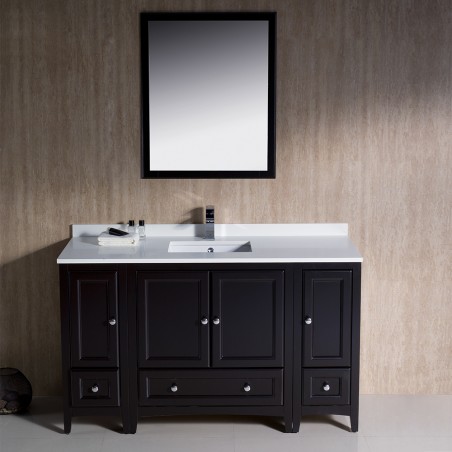 Fresca Oxford 54" Espresso Traditional Bathroom Vanity w/ 2 Side Cabinets