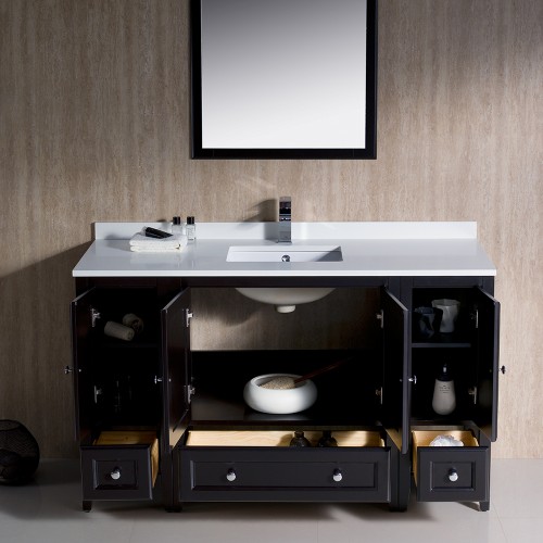 Fresca Oxford 54" Espresso Traditional Bathroom Vanity w/ 2 Side Cabinets