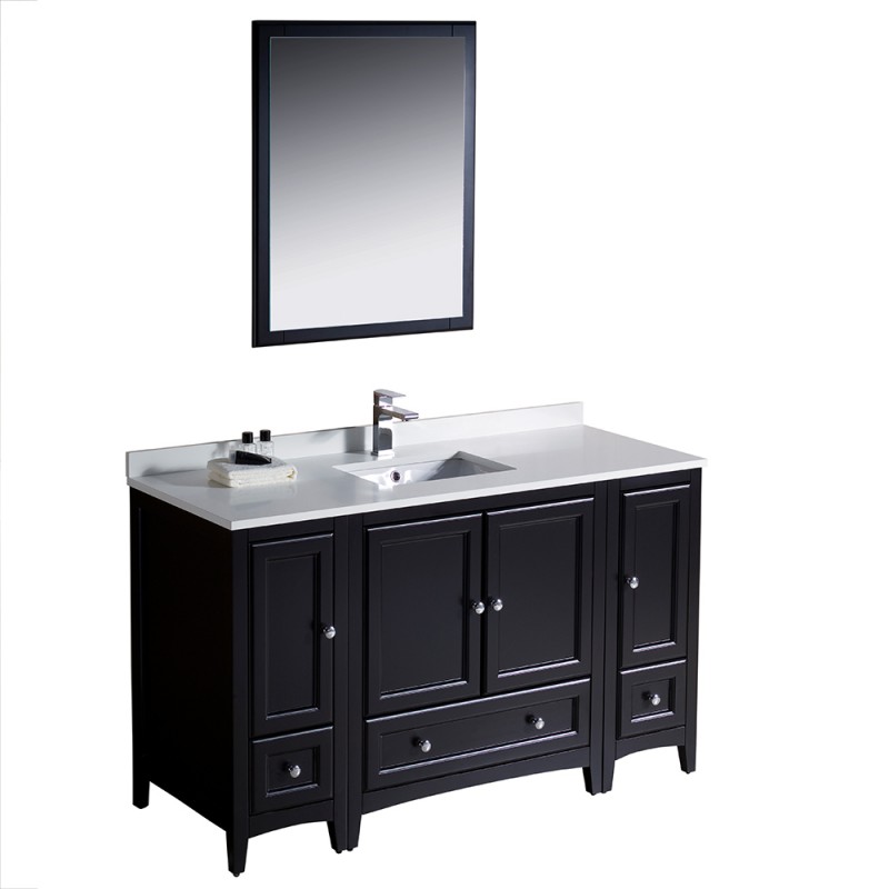 Fresca Oxford 54" Espresso Traditional Bathroom Vanity w/ 2 Side Cabinets