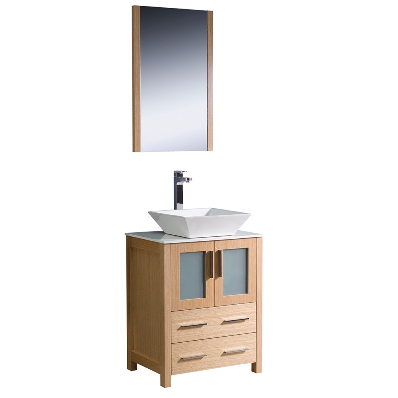 Fresca Torino 24" Light Oak Modern Bathroom Vanity w/ Vessel Sink