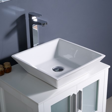 Fresca Torino 24" White Modern Bathroom Vanity w/ Vessel Sink