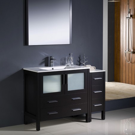 Fresca Torino 48" Espresso Modern Bathroom Vanity w/ Side Cabinet & Integrated Sink