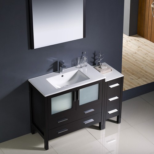 Fresca Torino 48" Espresso Modern Bathroom Vanity w/ Side Cabinet & Integrated Sink