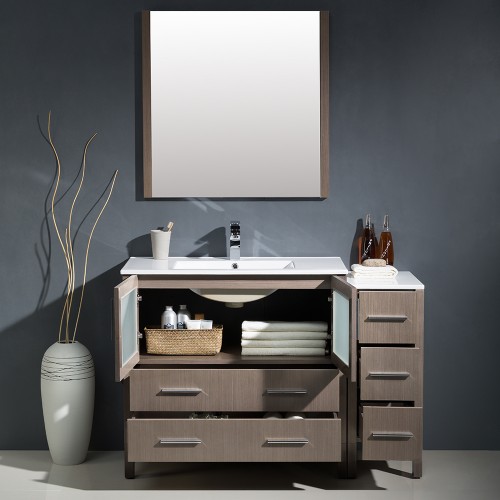 Fresca Torino 48" Gray Oak Modern Bathroom Vanity w/ Integrated Sink