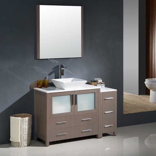 Fresca Torino 48" Gray Oak Modern Bathroom Vanity w/ Vessel Sink