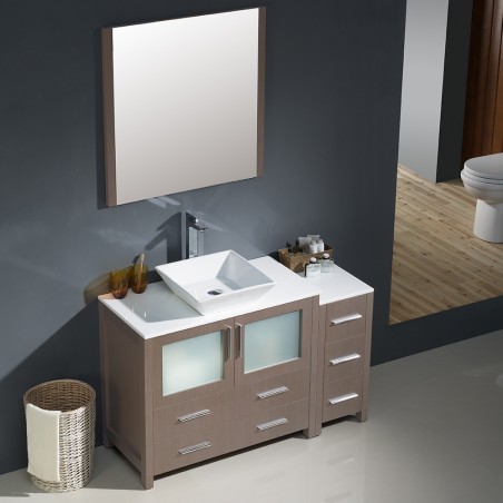 Fresca Torino 48" Gray Oak Modern Bathroom Vanity w/ Vessel Sink