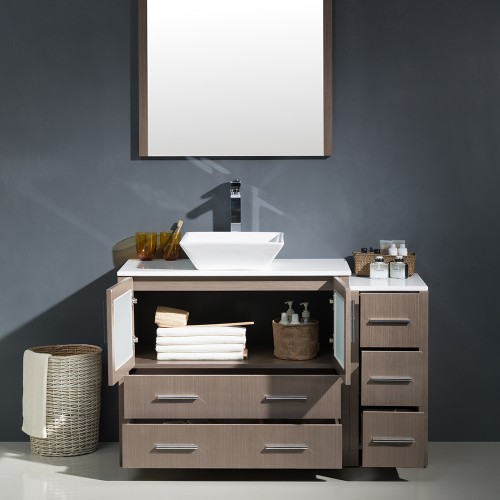 Fresca Torino 48" Gray Oak Modern Bathroom Vanity w/ Vessel Sink