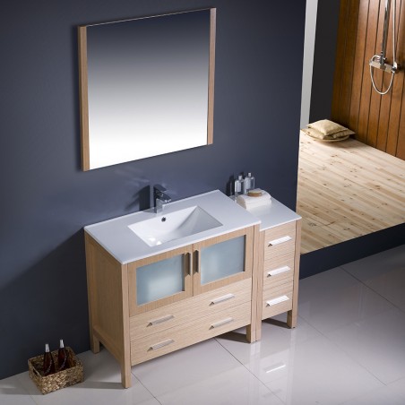 Fresca Torino 48" Light Oak Modern Bathroom Vanity w/ Side Cabinet & Integrated Sink