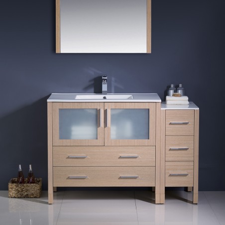 Fresca Torino 48" Light Oak Modern Bathroom Vanity w/ Side Cabinet & Integrated Sink