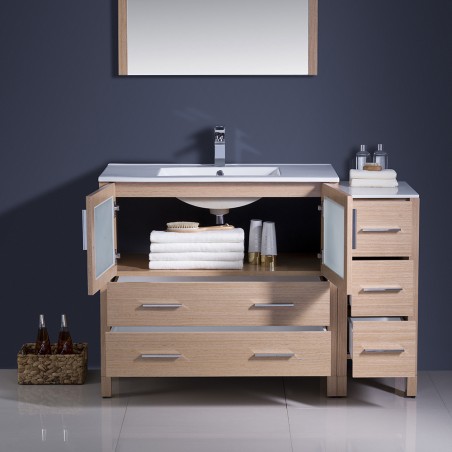 Fresca Torino 48" Light Oak Modern Bathroom Vanity w/ Side Cabinet & Integrated Sink