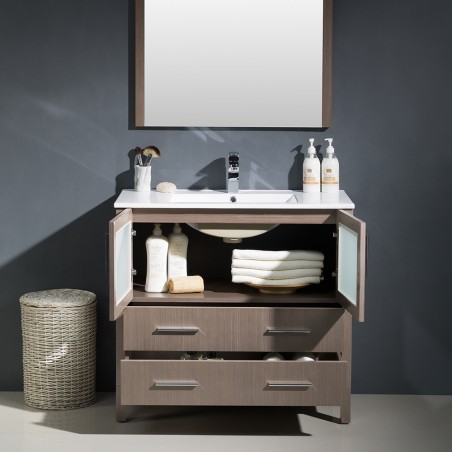 Fresca Torino 36" Gray Oak Modern Bathroom Vanity w/ Integrated Sink