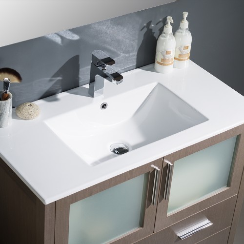 Fresca Torino 36" Gray Oak Modern Bathroom Vanity w/ Integrated Sink