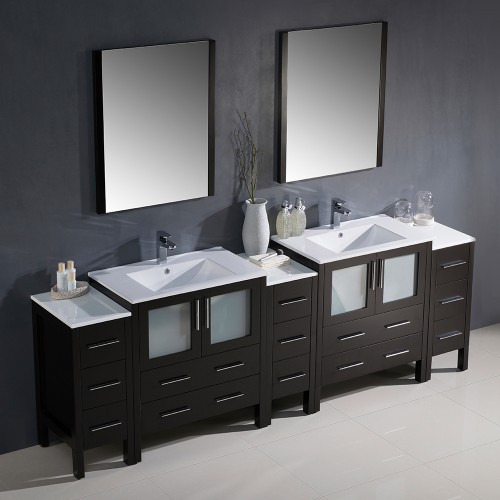 Fresca Torino 96" Espresso Modern Double Sink Bathroom Vanity w/Integrated Sinks