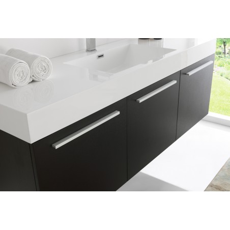 Fresca Vista 60 Black Wall Hung Single Sink Modern Bathroom Vanity w/ Medicine Cabinet