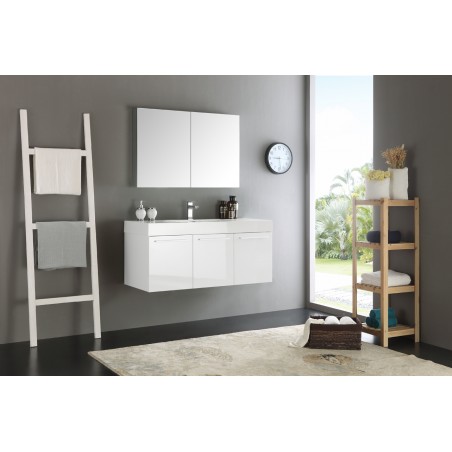 Fresca Vista 48 White Wall Hung Modern Bathroom Vanity w/ Medicine Cabinet