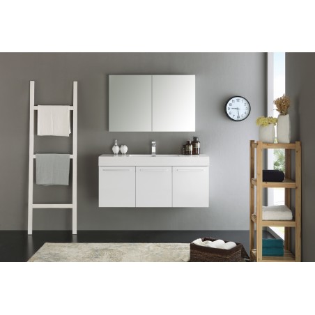 Fresca Vista 48 White Wall Hung Modern Bathroom Vanity w/ Medicine Cabinet