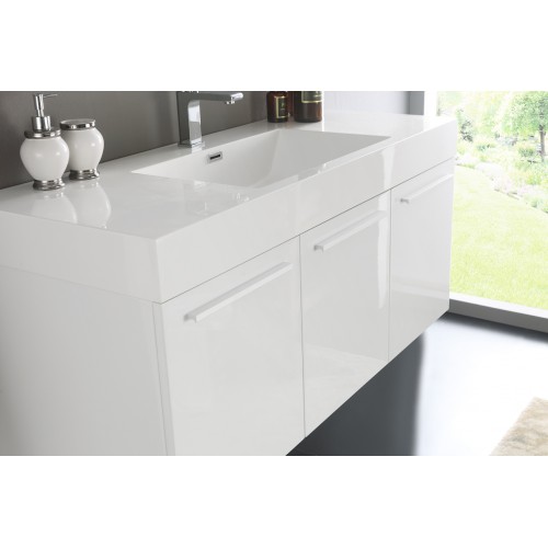 Fresca Vista 48 White Wall Hung Modern Bathroom Vanity w/ Medicine Cabinet