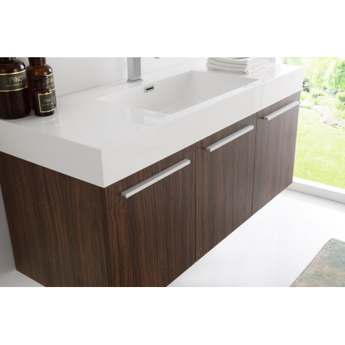 Fresca Vista 48 Walnut Wall Hung Modern Bathroom Vanity w/ Medicine Cabinet