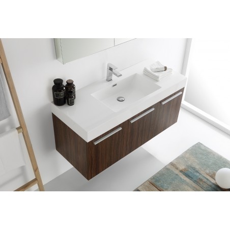 Fresca Vista 48 Walnut Wall Hung Modern Bathroom Vanity w/ Medicine Cabinet