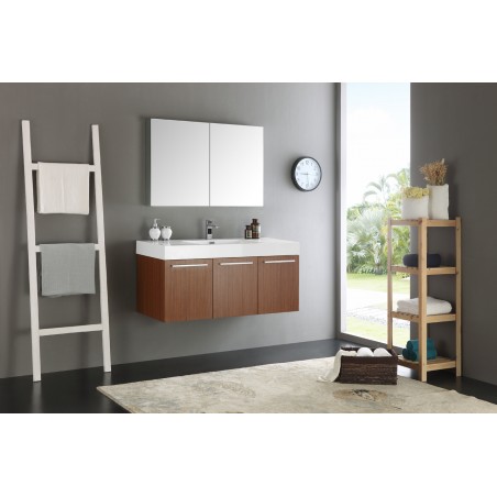 Fresca Vista 48 Teak Wall Hung Modern Bathroom Vanity w/ Medicine Cabinet