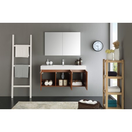 Fresca Vista 48 Teak Wall Hung Modern Bathroom Vanity w/ Medicine Cabinet