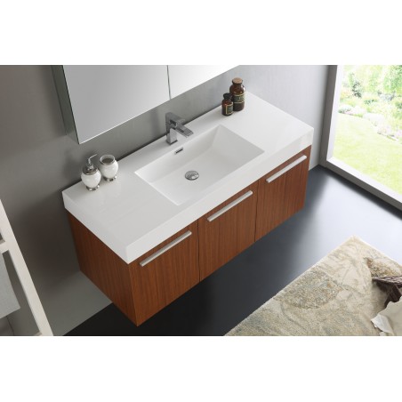 Fresca Vista 48 Teak Wall Hung Modern Bathroom Vanity w/ Medicine Cabinet