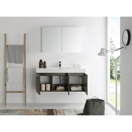 Fresca Vista 48 Gray Oak Wall Hung Modern Bathroom Vanity w/ Medicine Cabinet