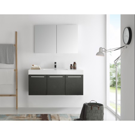 Fresca Vista 48 Black Wall Hung Modern Bathroom Vanity w/ Medicine Cabinet