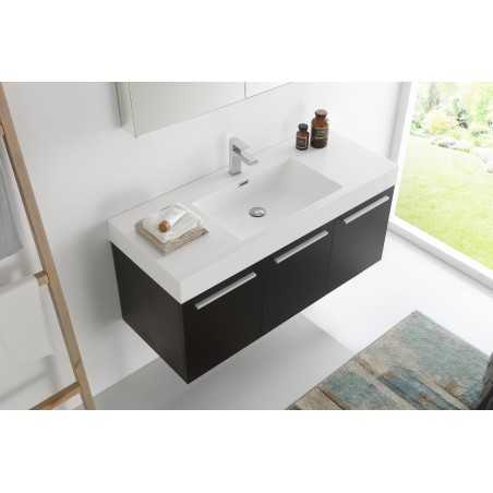 Fresca Vista 48 Black Wall Hung Modern Bathroom Vanity w/ Medicine Cabinet