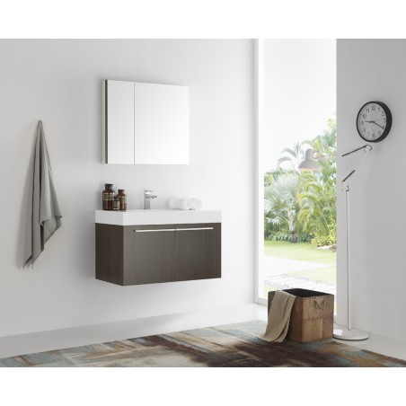 Fresca Vista 36 Gray Oak Modern Bathroom Vanity w/ Medicine Cabinet