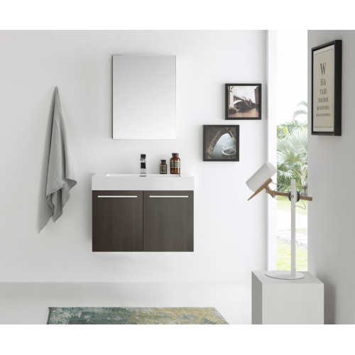 Fresca Vista 30 Gray Oak Wall Hung Modern Bathroom Vanity w/ Medicine Cabinet