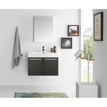 Fresca Vista 30 Black Wall Hung Modern Bathroom Vanity w/ Medicine Cabinet