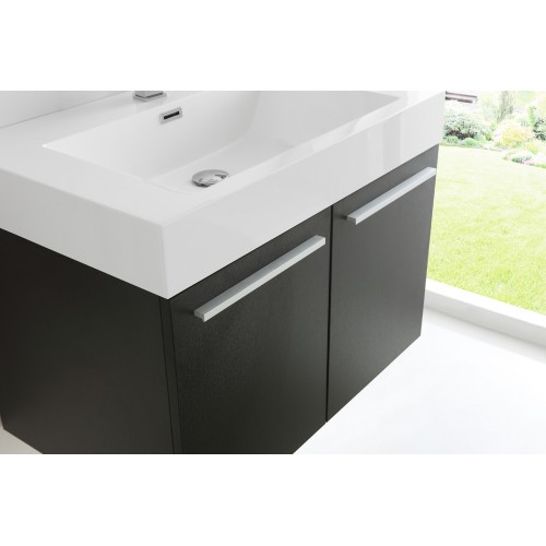 Fresca Vista 30 Black Wall Hung Modern Bathroom Vanity w/ Medicine Cabinet