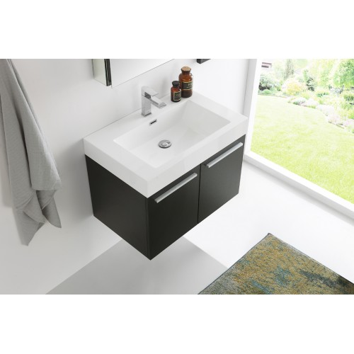 Fresca Vista 30 Black Wall Hung Modern Bathroom Vanity w/ Medicine Cabinet