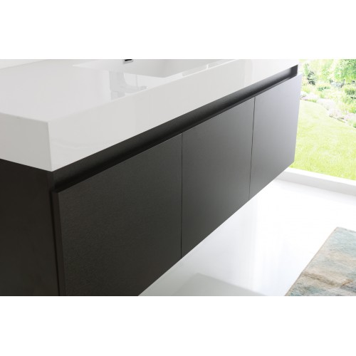 Fresca Mezzo 60 Black Wall Hung Single Sink Modern Bathroom Vanity w/ Medicine Cabinet