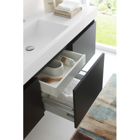 Fresca Mezzo 60 Black Wall Hung Single Sink Modern Bathroom Vanity w/ Medicine Cabinet