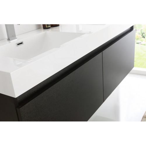 Fresca Mezzo 60 Black Wall Hung Double Sink Modern Bathroom Vanity w/ Medicine Cabinet